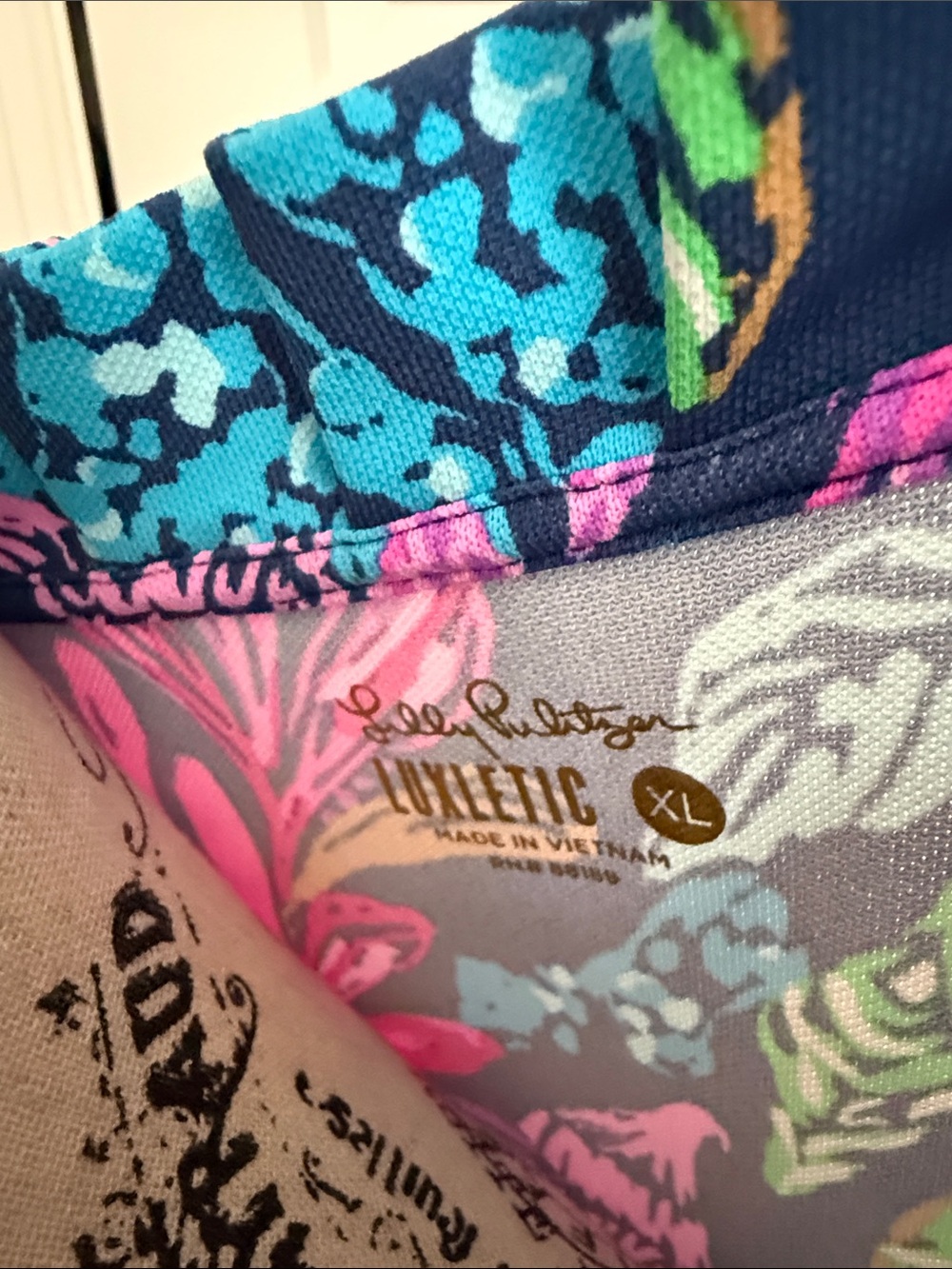 Lilly Pulitzer Navy Maxi Dress & Shorts with Pink & Turquoise Floral Print - Picture 7 of 9